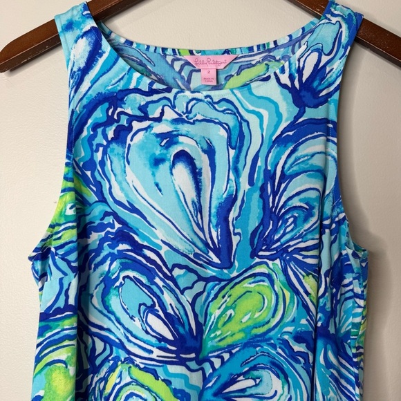 Lilly Pulitzer Sonya Sleeveless Fringe Top Oh Shucks Sparkling Blue Sz 2 - Picture 2 of 8